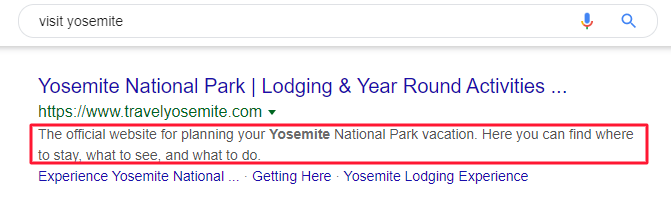 Travel Yosemite网站描述