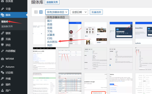 WordPress删除多余图片